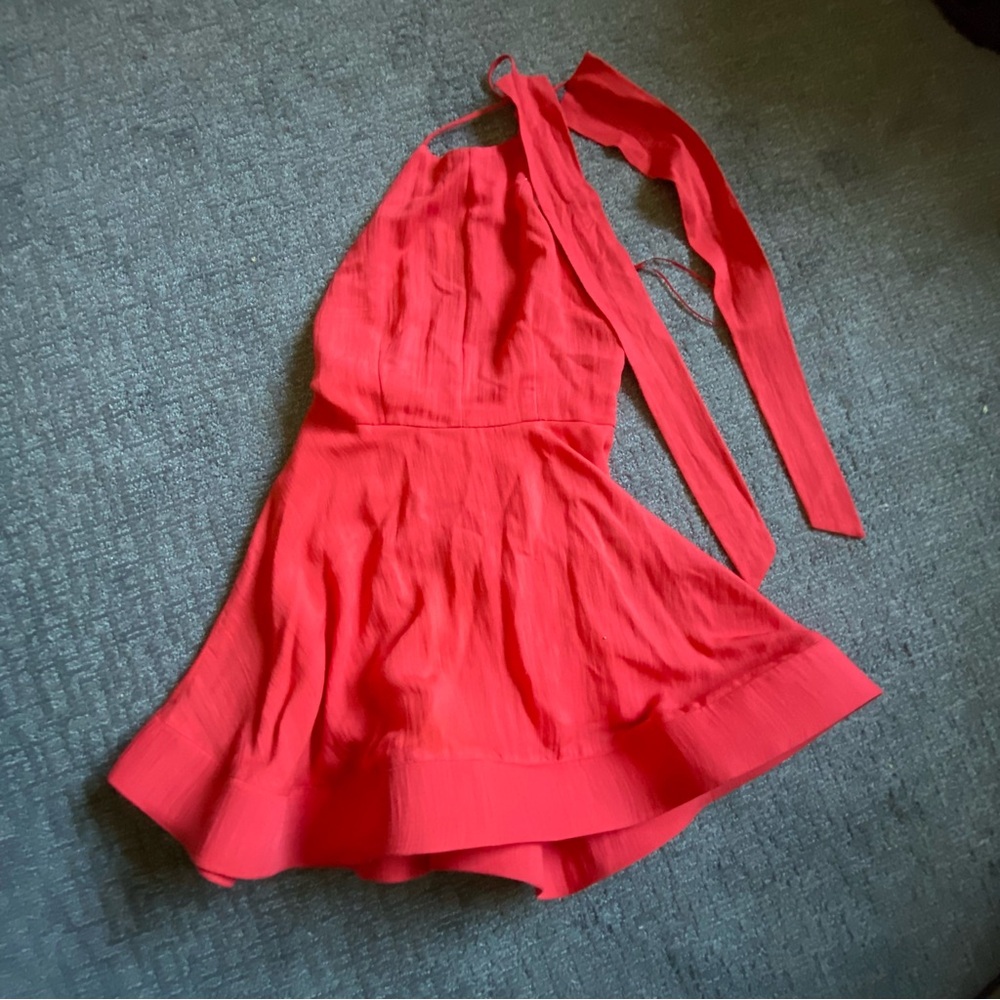 In the Beginning Red circle halter back dress